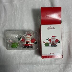 HALLMARK 2016 TEA TIME SANTA SET OF 2 ORNAMENTS PORCELAIN - #1ST IN SERIES ~ NIB